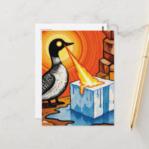 Cartão Postal Olhos de fogo zangados MN Loon derretendo gelo