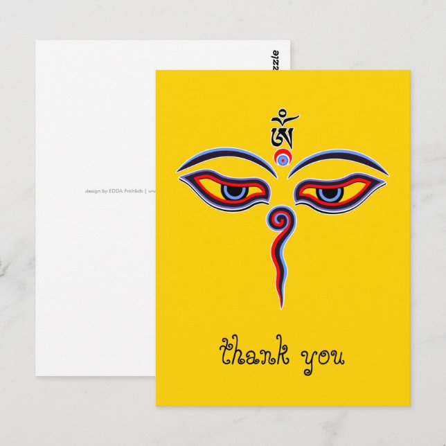 Cartão Postal Olhos de Sabedoria de Buda - olhos do templo Bodhn (Frente/Verso)