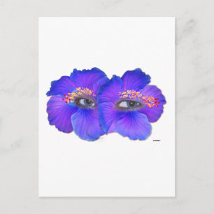 Cartão Postal Olhos do hibiscus - azul