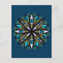 Cartão Postal Olhos Estranhos Com Flor Íris Duplo Mandala