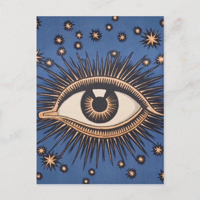 Cartão Postal Olhos Estrelas Lua Celestial Nouveau (Frente)
