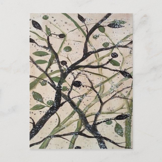 Cartão Postal Olive Branch Abstrato Art (Frente)
