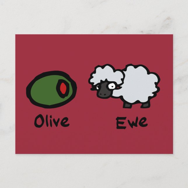 Cartão Postal Olive Ewe (Eu Te Amo) (Frente)