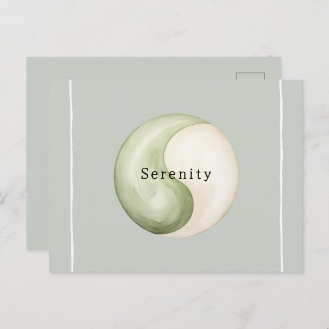 Cartão Postal Olive Green Yin Yang Meditation Personalized  (Frente/Verso)
