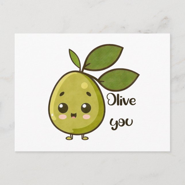 Cartão Postal "Olive You" Kawaii Olive (Frente)