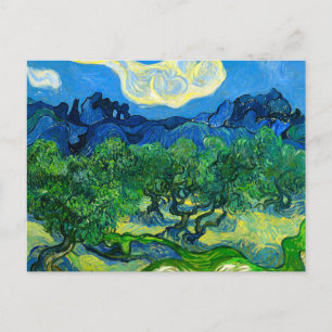 Cartão Postal Oliveiras de Van Gogh numa Paisagem Montanhosa