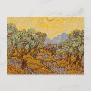 Cartão Postal Oliveiras de Van Gogh Sol Amarelo Céu