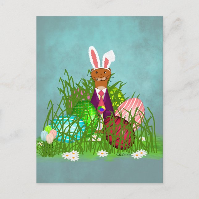 Cartão Postal Oliver a Lontra e a Grande Caça aos Ovos de Páscoa (Frente)