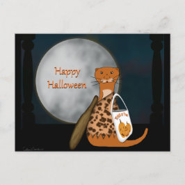 Cartão Postal Oliver A Lontra Posando Em Seu Traje De Halloween