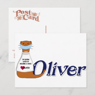 Cartão Postal Oliver a Lontra Usa uma Máscara