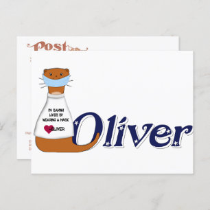 Cartão Postal Oliver o Otter Veste uma Máscara