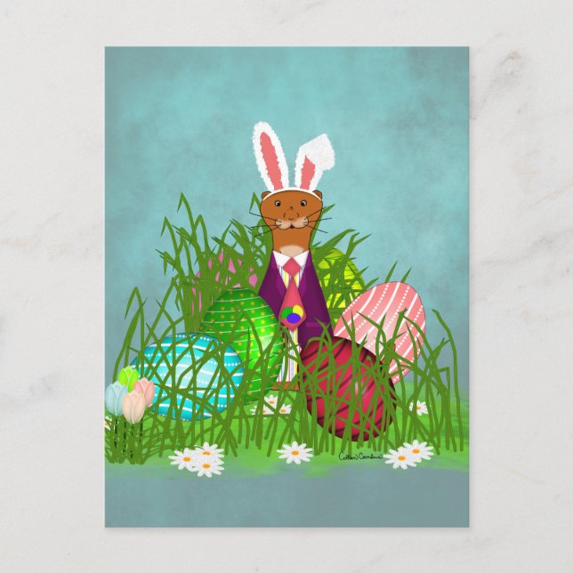 Cartão Postal Oliver The Otter e o Ovo de Páscoa Excelente (Frente)