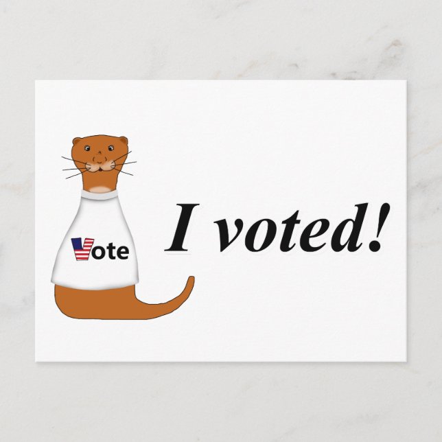 Cartão Postal Oliver The Otter I Votei Sticker (Frente)