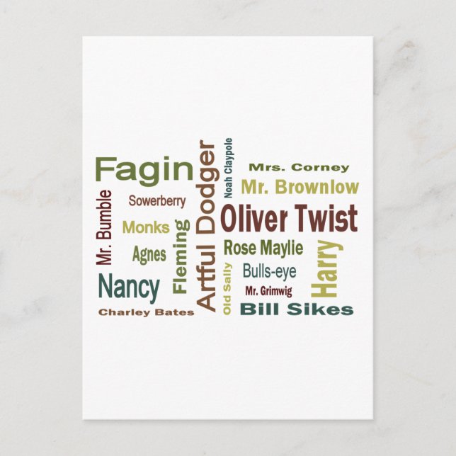 Cartão Postal Oliver Twist Characters (Frente)