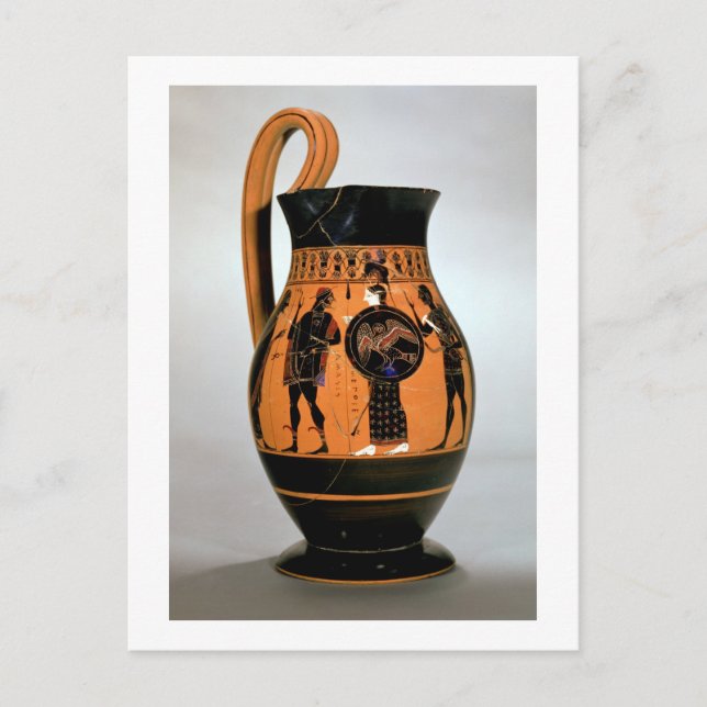 Cartão Postal Olpe de figura negra, representando Athena Confron (Frente)