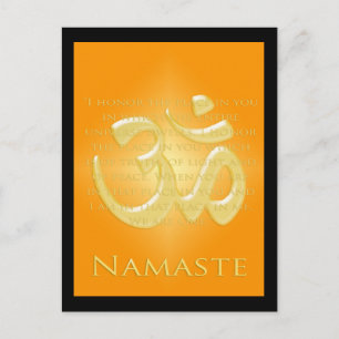 Cartão Postal Om em Laranja & Dourado - Namaste