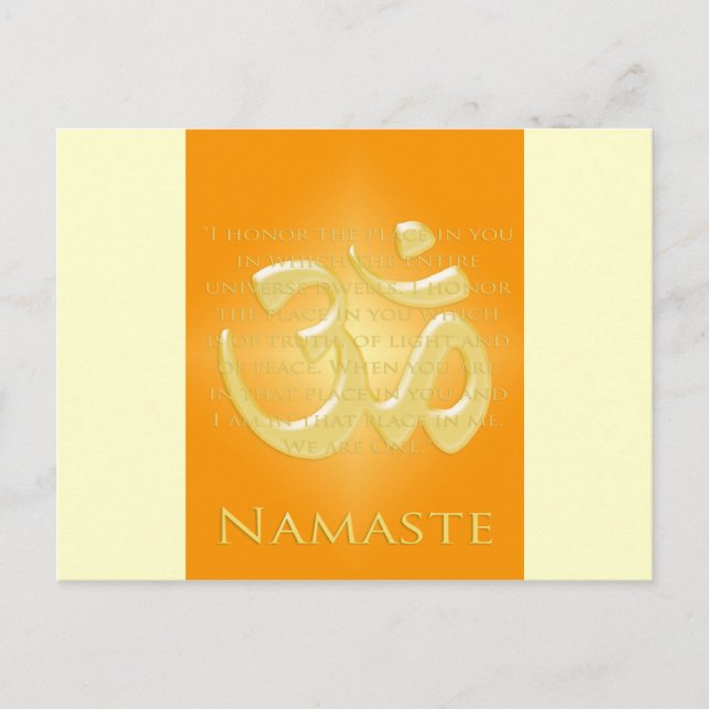 Cartão Postal Om em Laranjas & Douradas - Namaste (Frente)