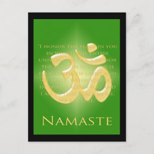Cartão Postal Om em Verde e Dourado - Namaste
