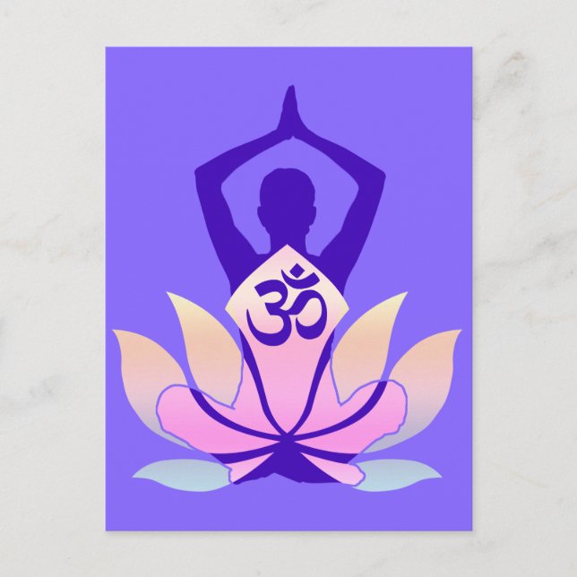 Cartão Postal OM Namaste Espiritual Lotus Flower Yoga em Mauve (Frente)