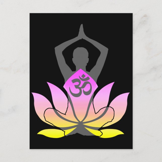 Cartão Postal OM Namaste Lotus Flower Yoga Pose Espiritual (Frente)