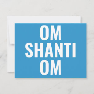 Cartão Postal Om Shanti Om Blue White Sanskrit Mantra