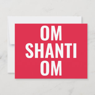 Cartão Postal Om Shanti Om Mantra em sânscrito vermelho e branco