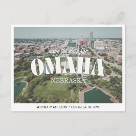 Cartão Postal Omaha Wedding Save the Date Retro Skyline