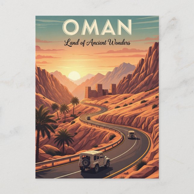 Cartão Postal Oman Sunset Viagem (Frente)