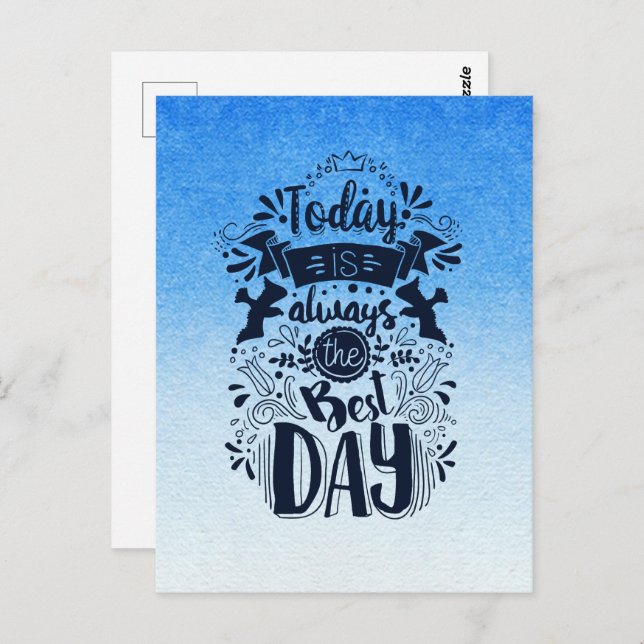 Cartão Postal Ombre Blue e White Dive em matizes sonhadoras (Frente/Verso)