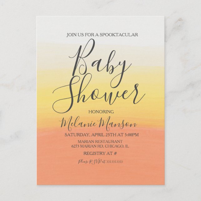 Cartão Postal Ombre Halloween - Chá de fraldas de milho doce (Frente)