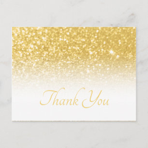 Cartão Postal Ombro Branco Dourado Amarelo Glitter - Obrigado