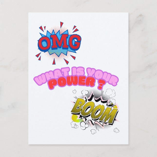 Cartão Postal OMG, Qual É O Seu Poder? (Frente)