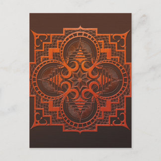Cartão Postal omjarah Woodcut mandala