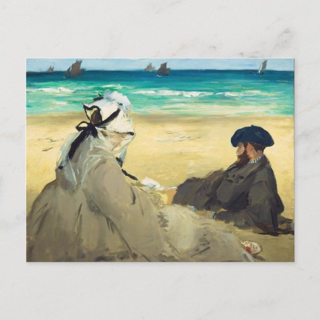 Cartão Postal On the Beach, por Edouard Manet (1873) (Frente)