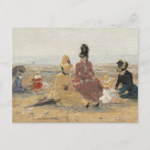 Cartão Postal On the Beach Trouville 1887, por Eugene Boudin