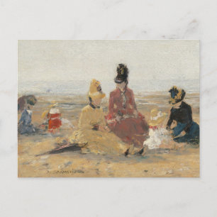 Cartão Postal On the Beach Trouville 1887, por Eugene Boudin