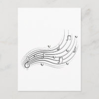 Onda de nota musical, clipart de linha preta