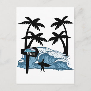 Cartão Postal Onda de Praia Funny