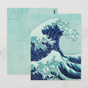 Cartão Postal Ondas Azuis de Hokusai