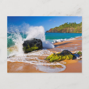 Cartão Postal Ondas batem na praia, Havaí