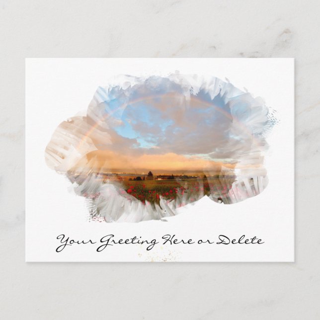 Cartão Postal *~* Ondas da Praia do Arco-íris Artes Florais Oceâ (Frente)