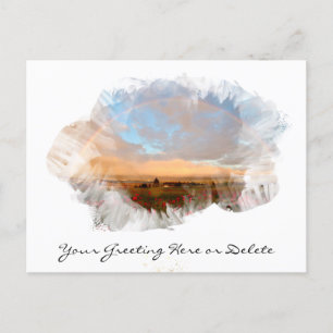 Cartão Postal *~* Ondas da Praia do Arco-íris Oceano Floral Artí