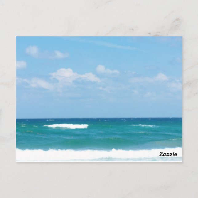 Cartão Postal Ondas de Céu Azul Com Pintura Fresca No Horizonte  (Verso)