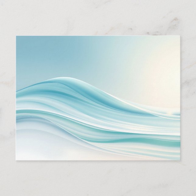 Cartão Postal Ondas de Oceano Sereno Abstratas com Azuis Suaves (Frente)