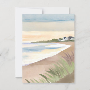 Cartão Postal Ondas de Praia Aquarela do Oceano Costeiro