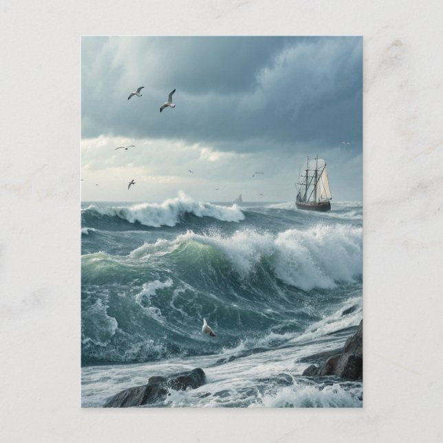 Cartão Postal Ondas do Oceano (Frente)