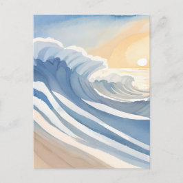 Cartão Postal Ondas do Oceano | Aquarela Azul