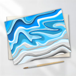 Cartão Postal Ondas do Oceano | Pintura Abstrata Azul