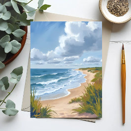 Cartão Postal Ondas do Oceano | Pintura Costeira de Praia