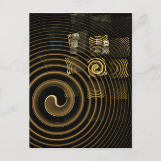 Cartão Postal Ondas Douradas Hipnóticas Arte Abstrata Moderna
